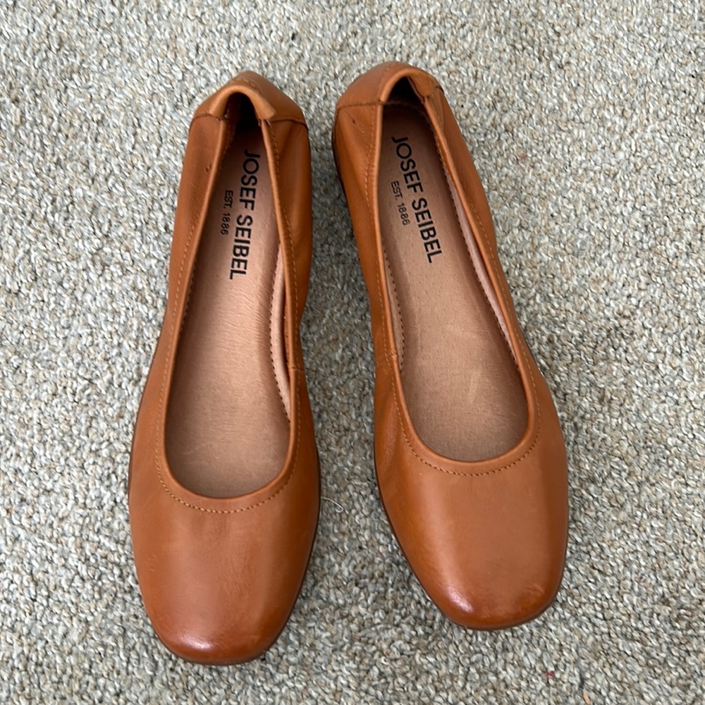 Josef Seibel Freja Women's Tan Brown Leather Ballet Flats sz 7